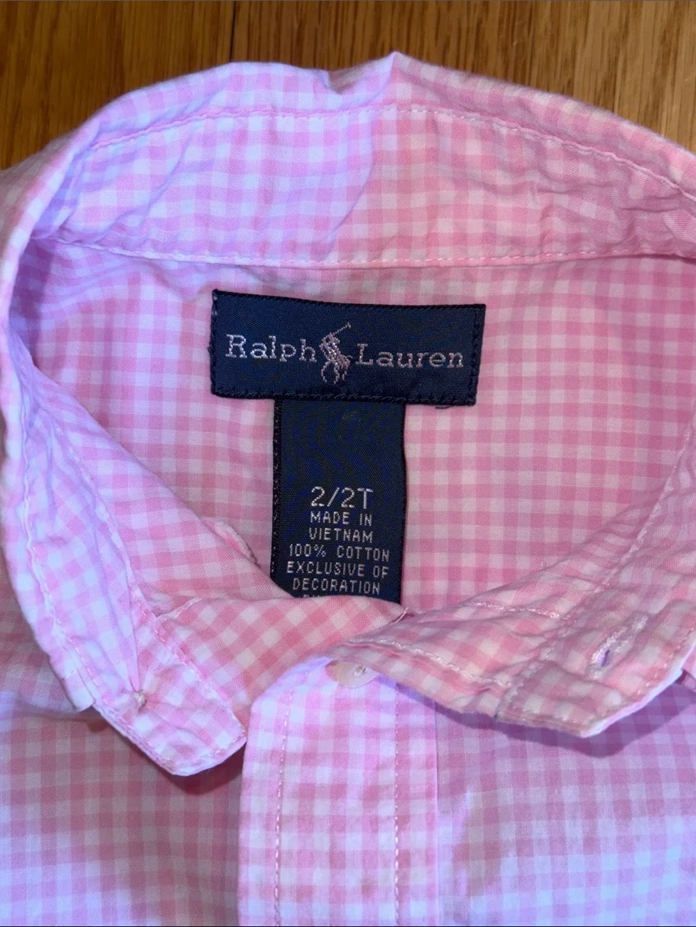 🐎 Ralph Lauren Light Pink Gingham Button-Down Shirt boys 2T